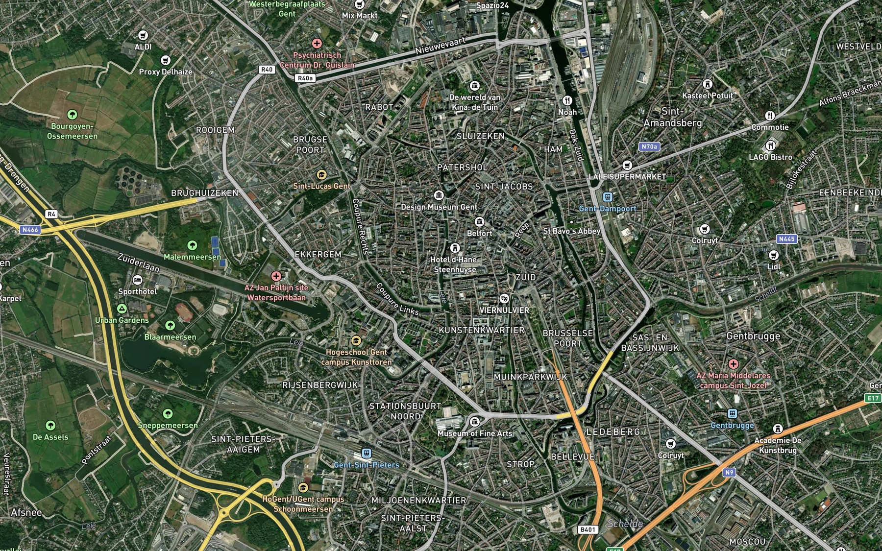 Satellite map of the Lys