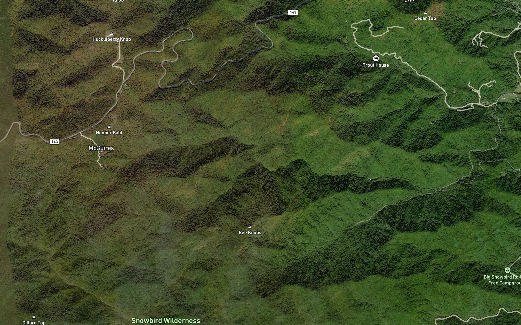 Satellite map of the South Fork Squally Creek