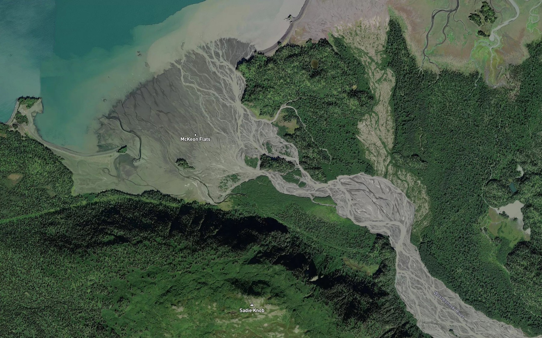 Satellite map of the Quiet Creek