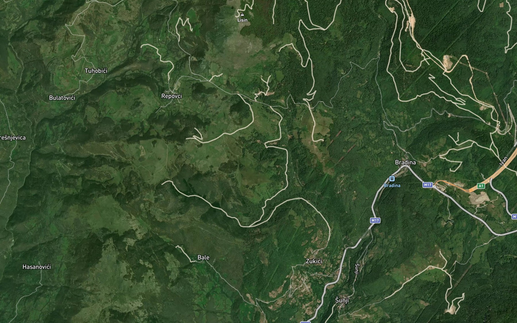 Satellite map of the Korino Vrelo
