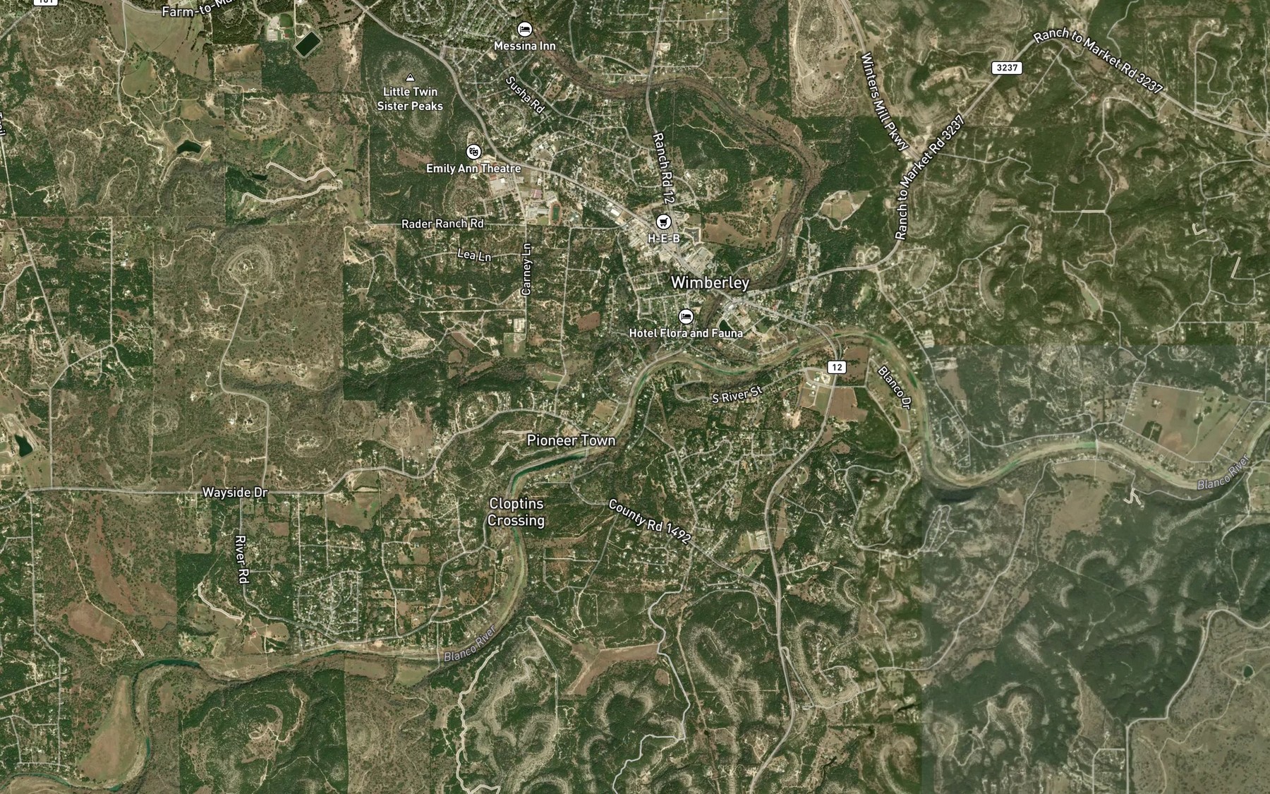 Satellite map of the Wilson Creek