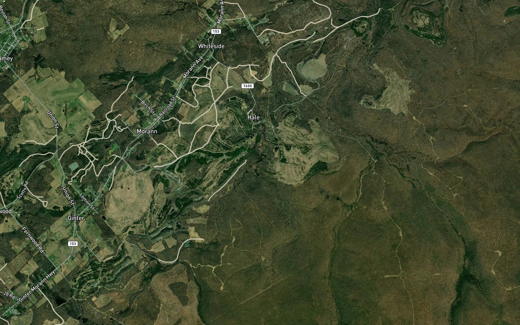Satellite map of the Roup Run