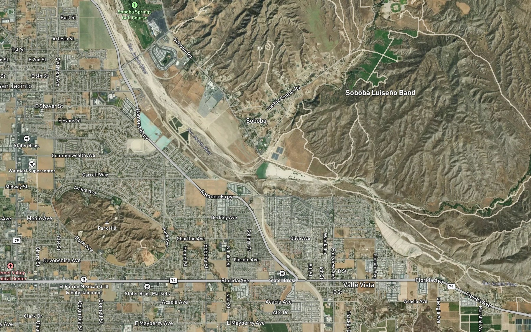 Satellite map of the Poppet Creek
