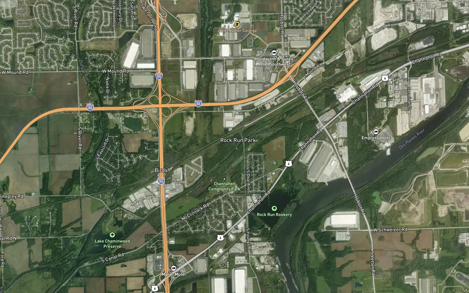 Satellite map of the Rock Run
