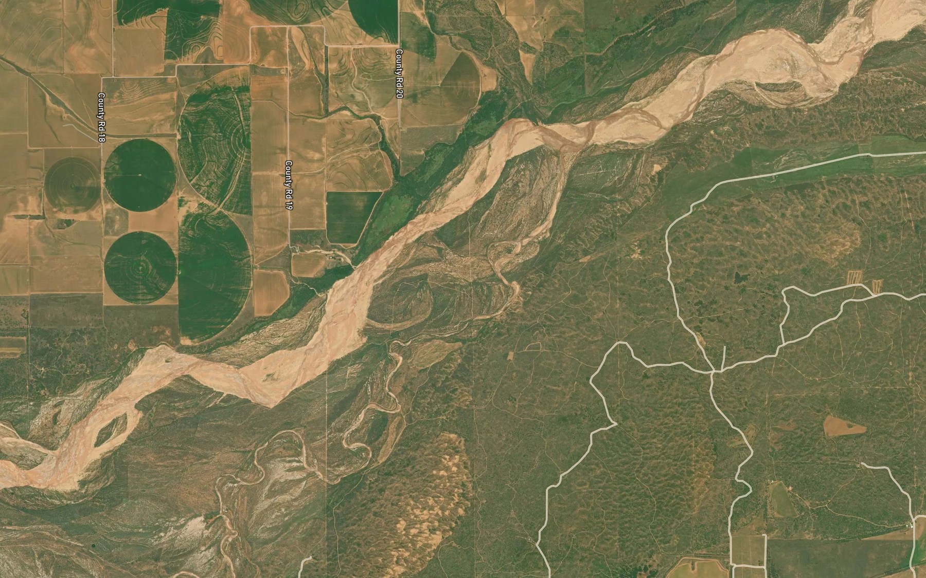 Satellite map of the Little Red River