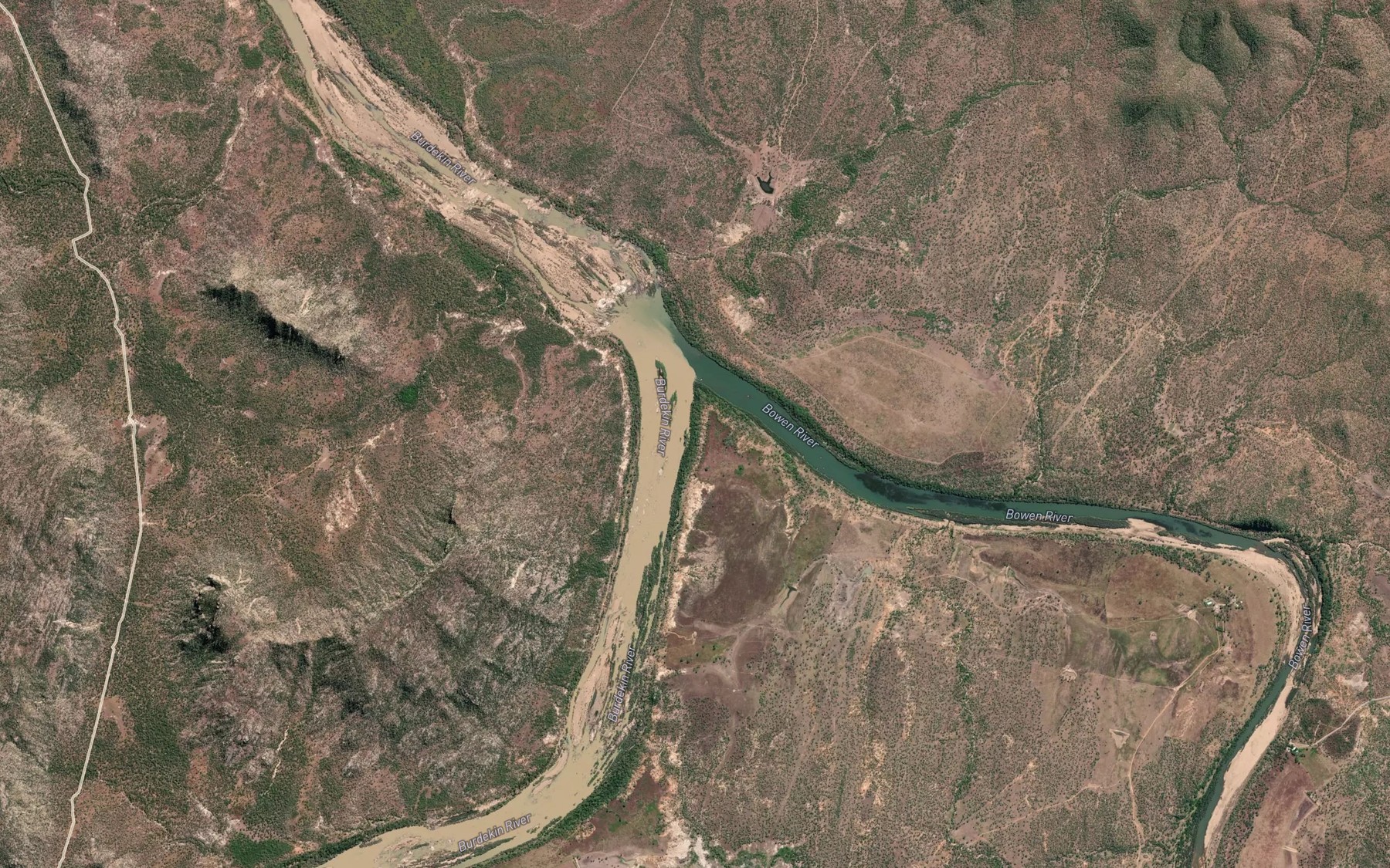 Satellite map of the Bowen River
