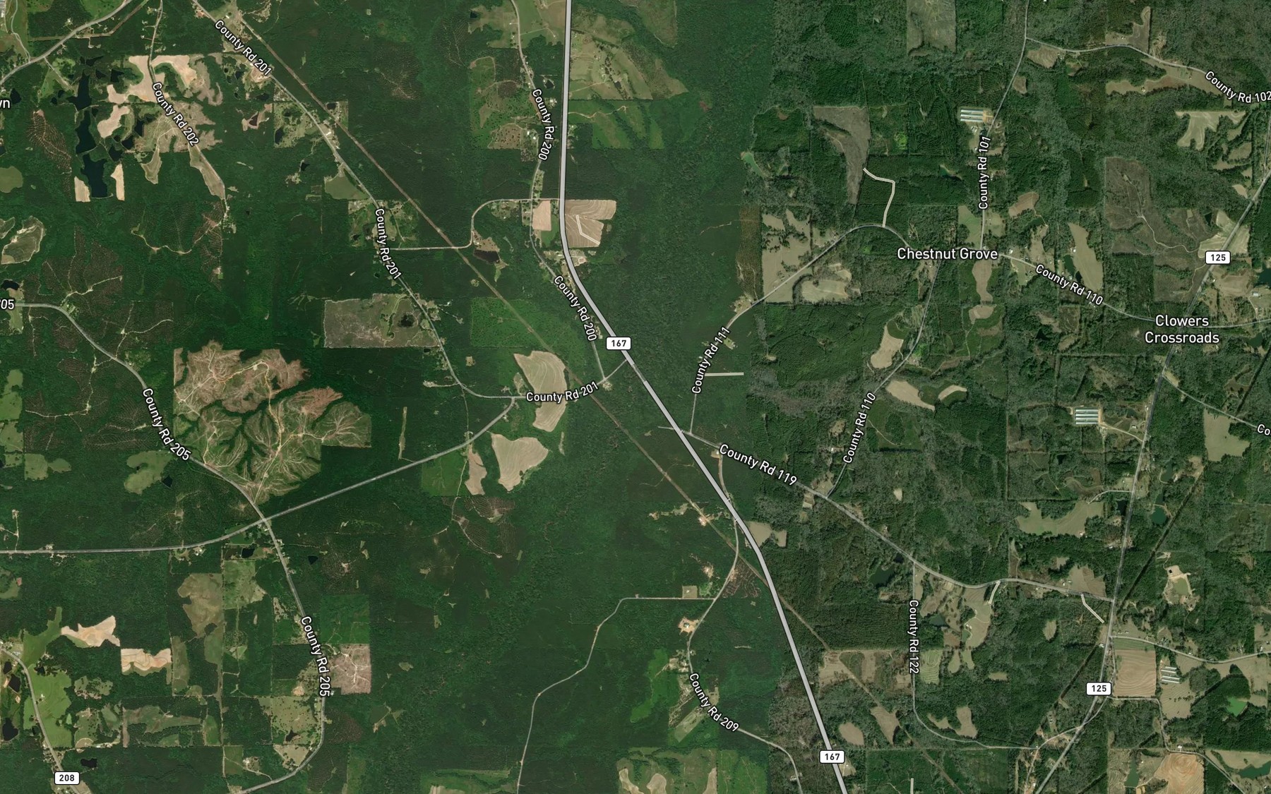 Satellite map of the Gin Branch