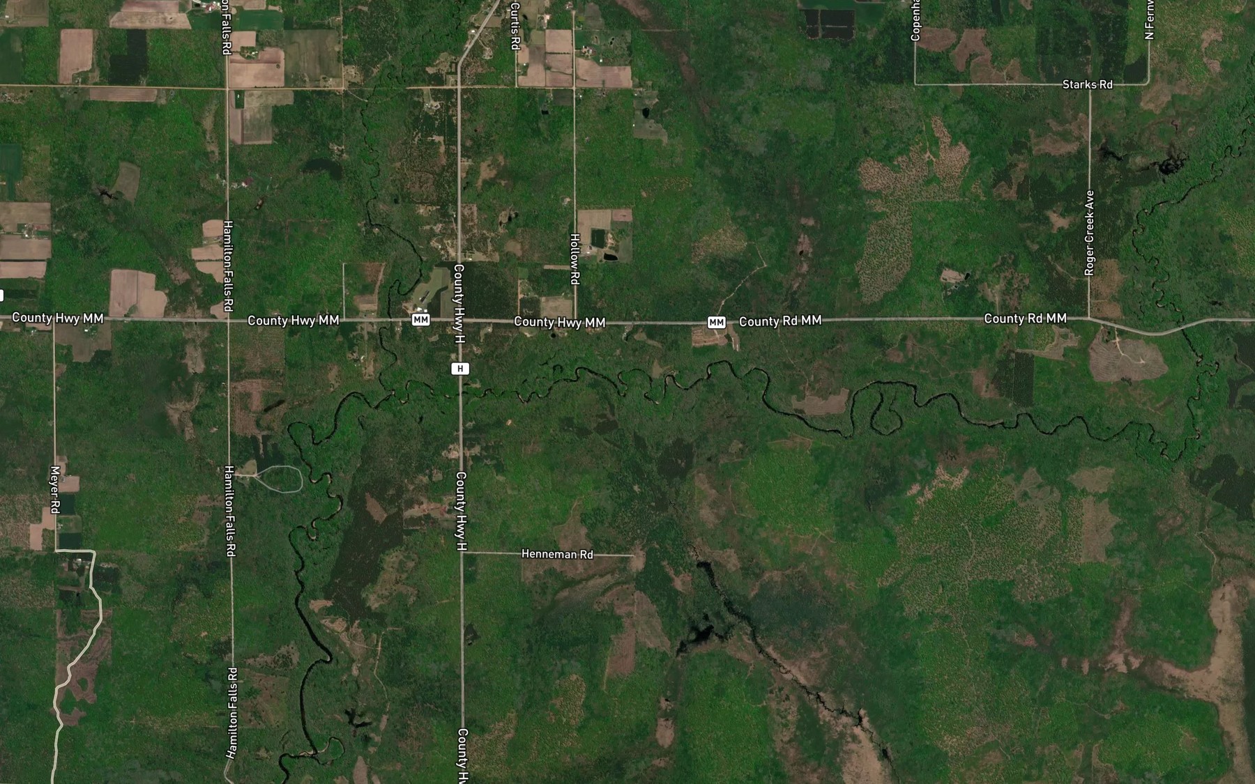 Satellite map of the Simes Creek