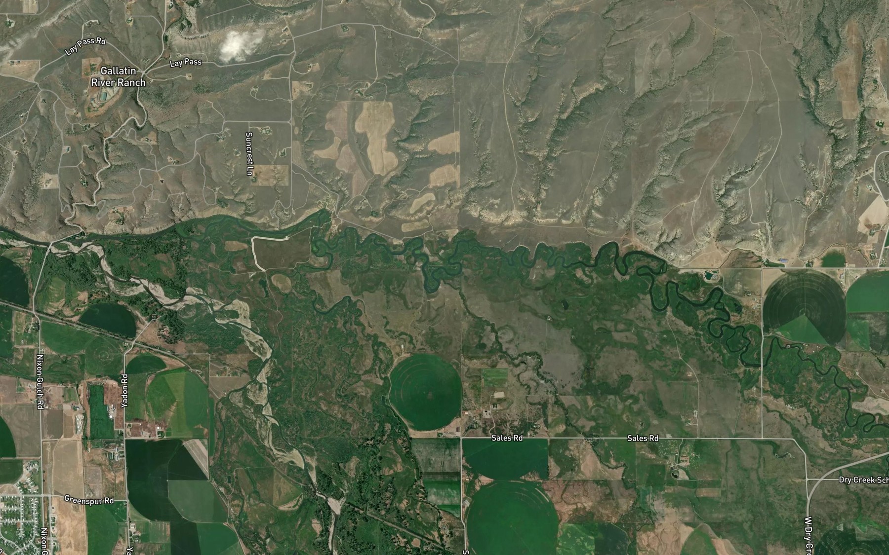 Satellite map of the Bullrun Creek