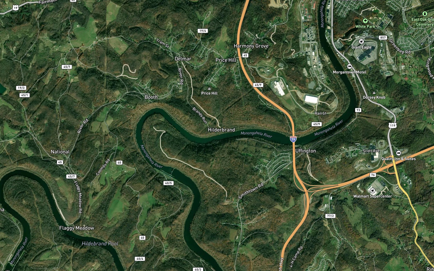 Satellite map of the Brand Run
