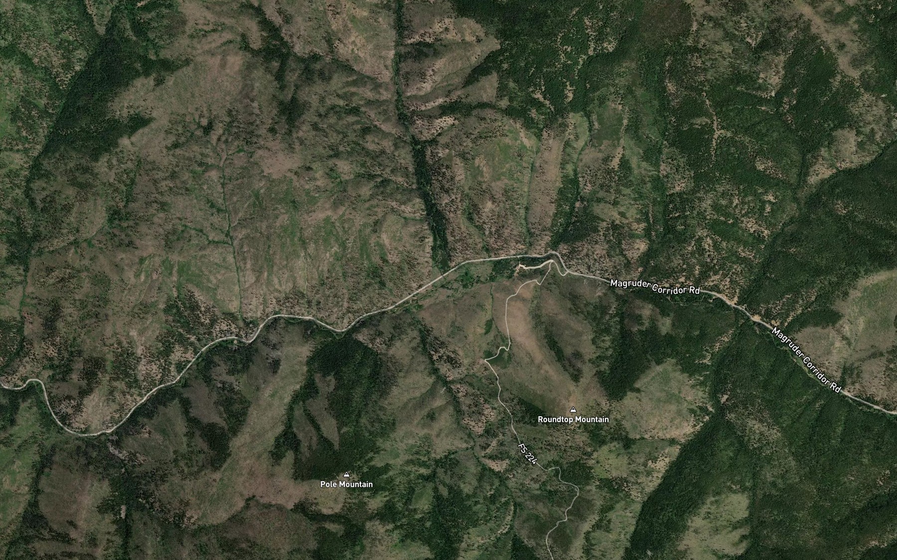 Satellite map of the Cayuse Creek