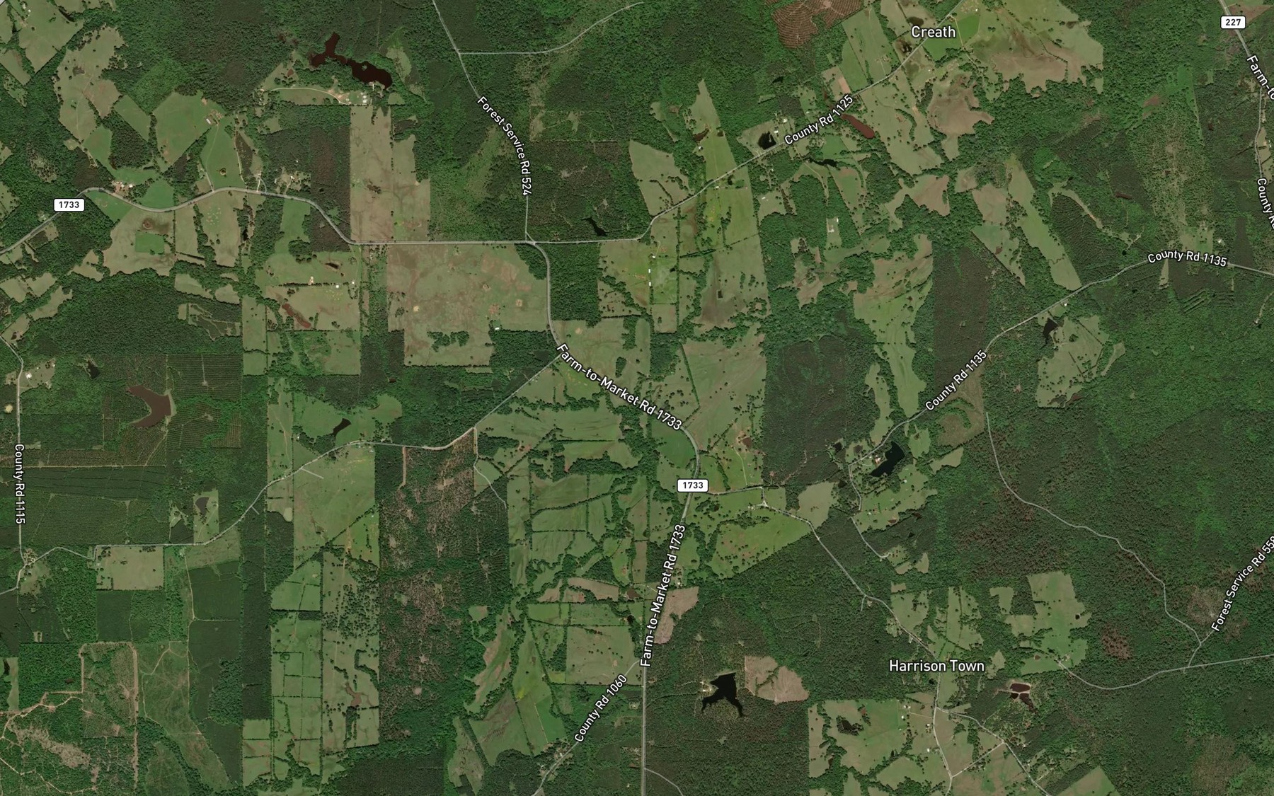 Satellite map of the Rosy Bayou
