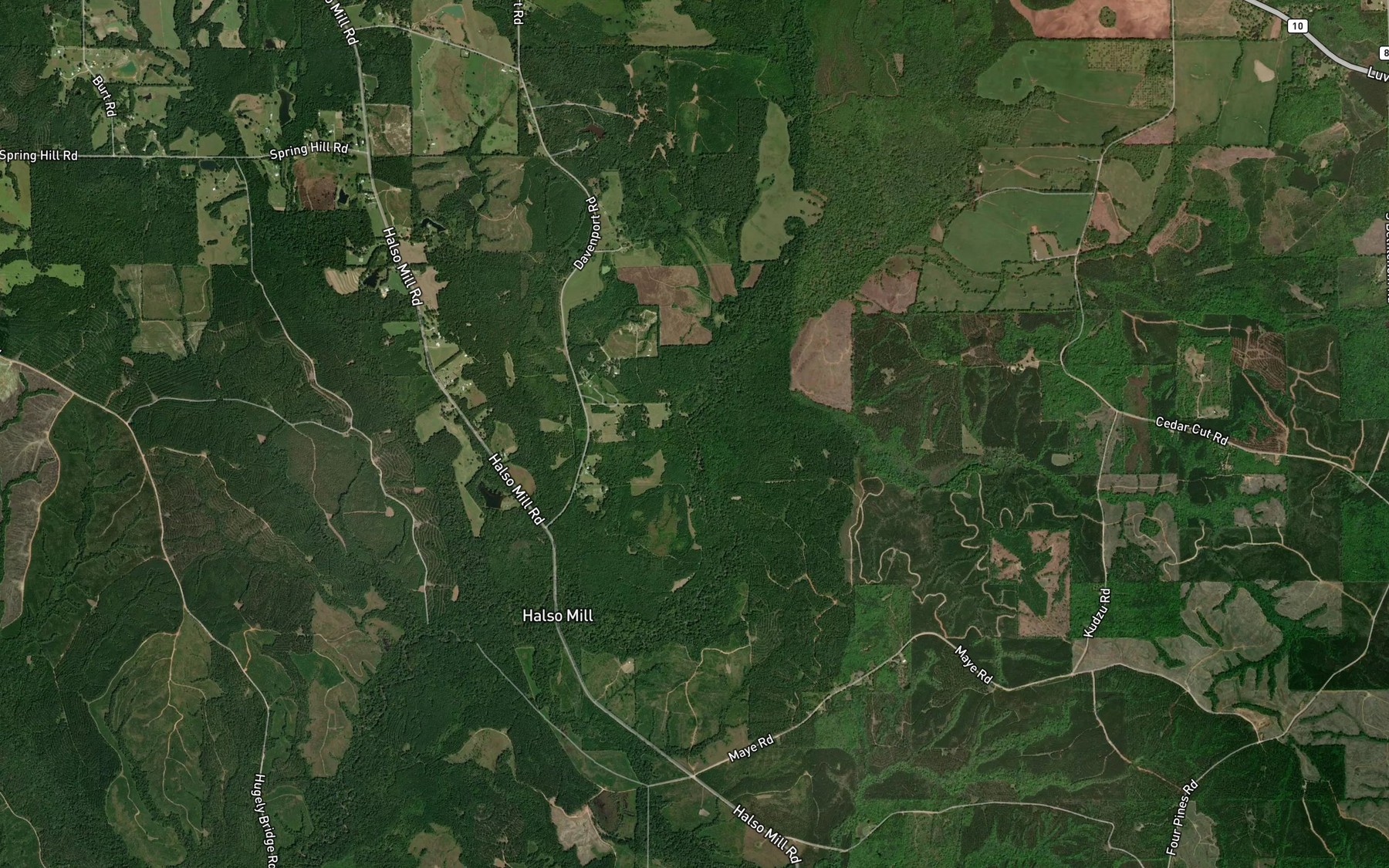 Satellite map of the Harrigan Creek