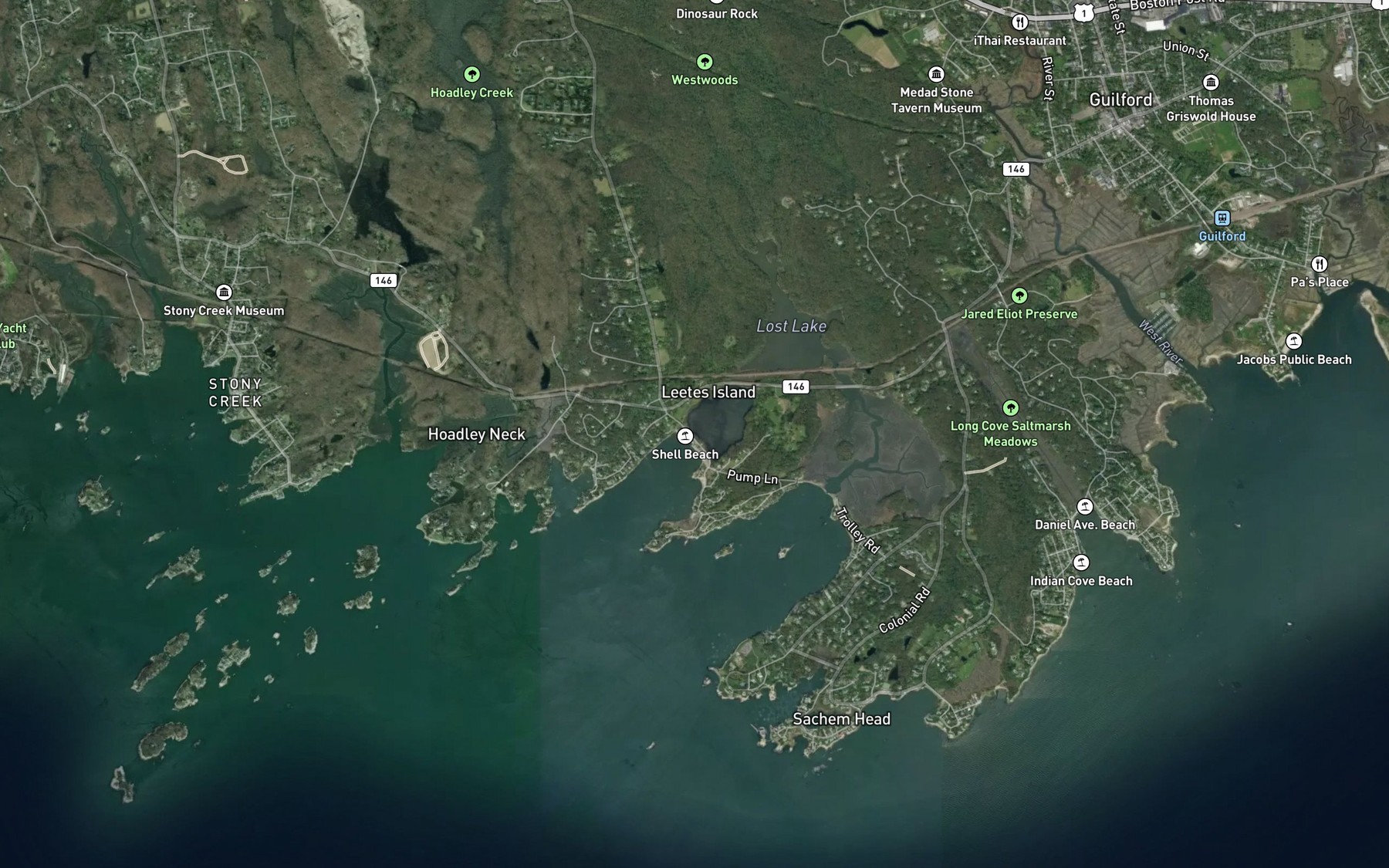 Satellite map of the Island Bay