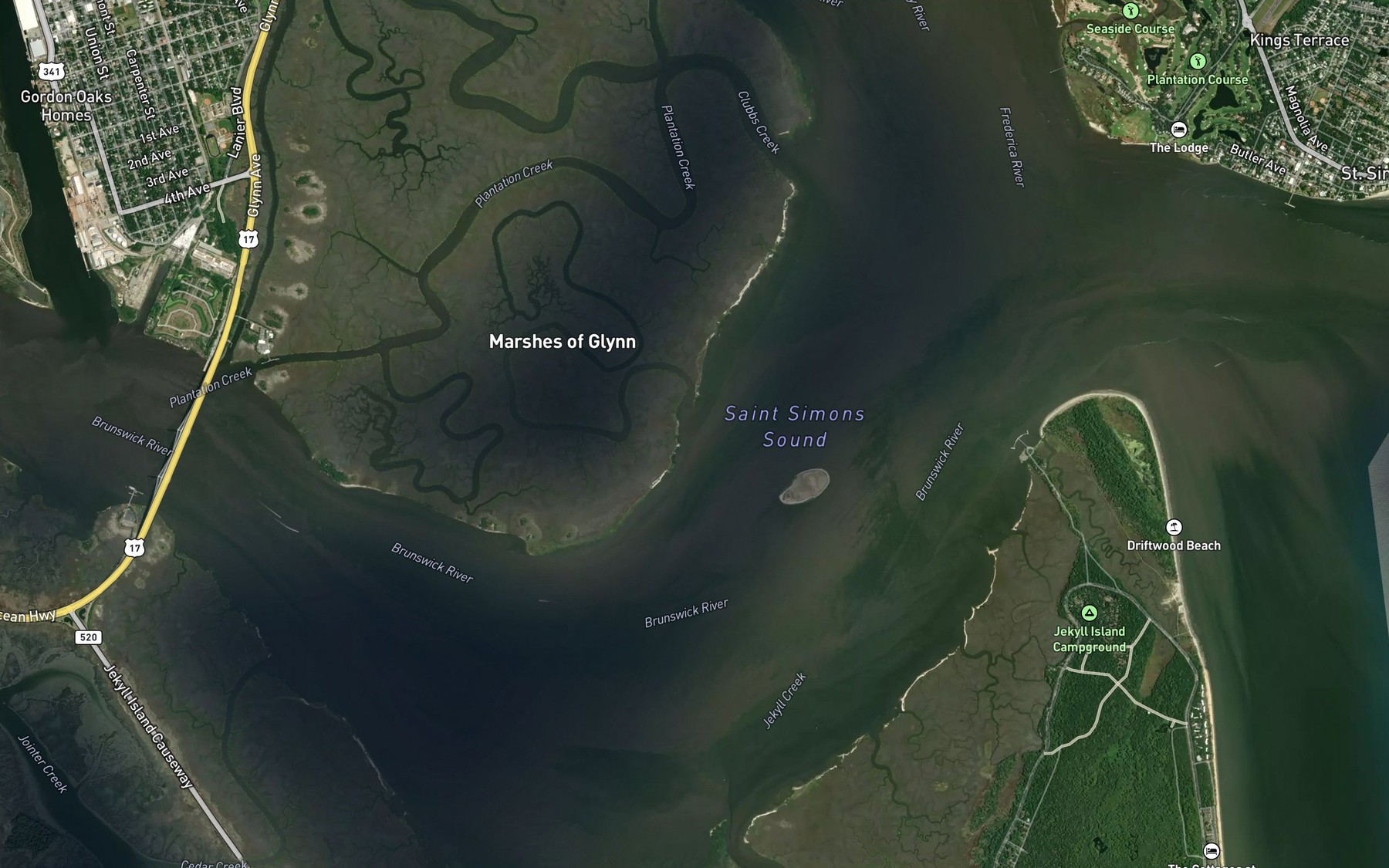 Satellite map of the Parsons Creek