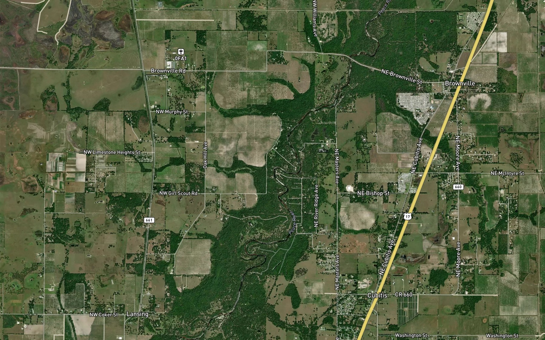 Satellite map of the Walker Branch