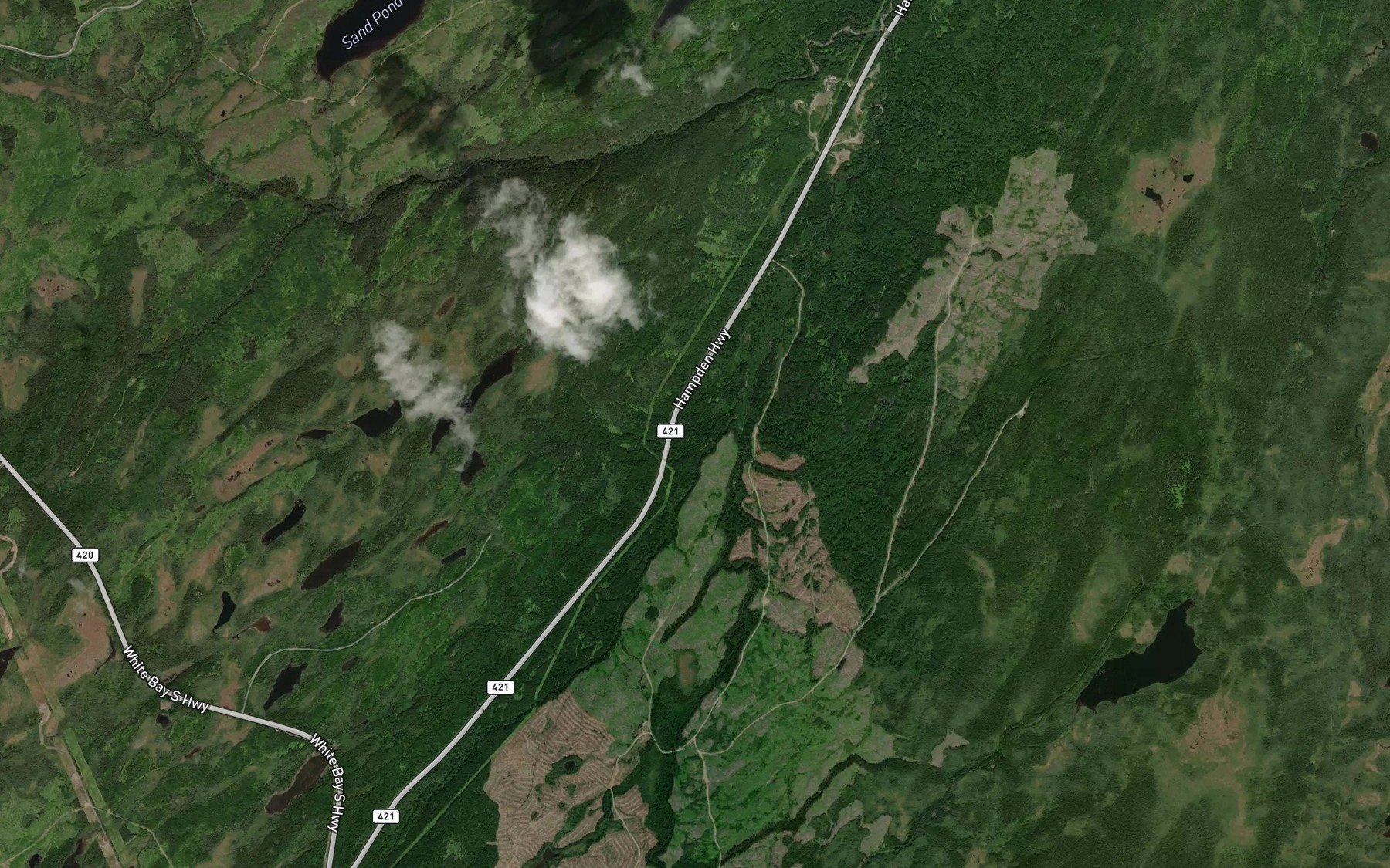 Satellite map of the Hampden River Southwest Branch