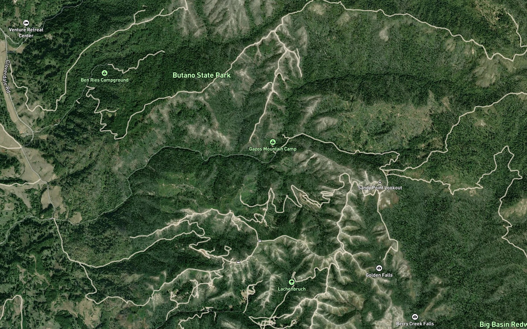 Satellite map of the North Fork Gazos Creek