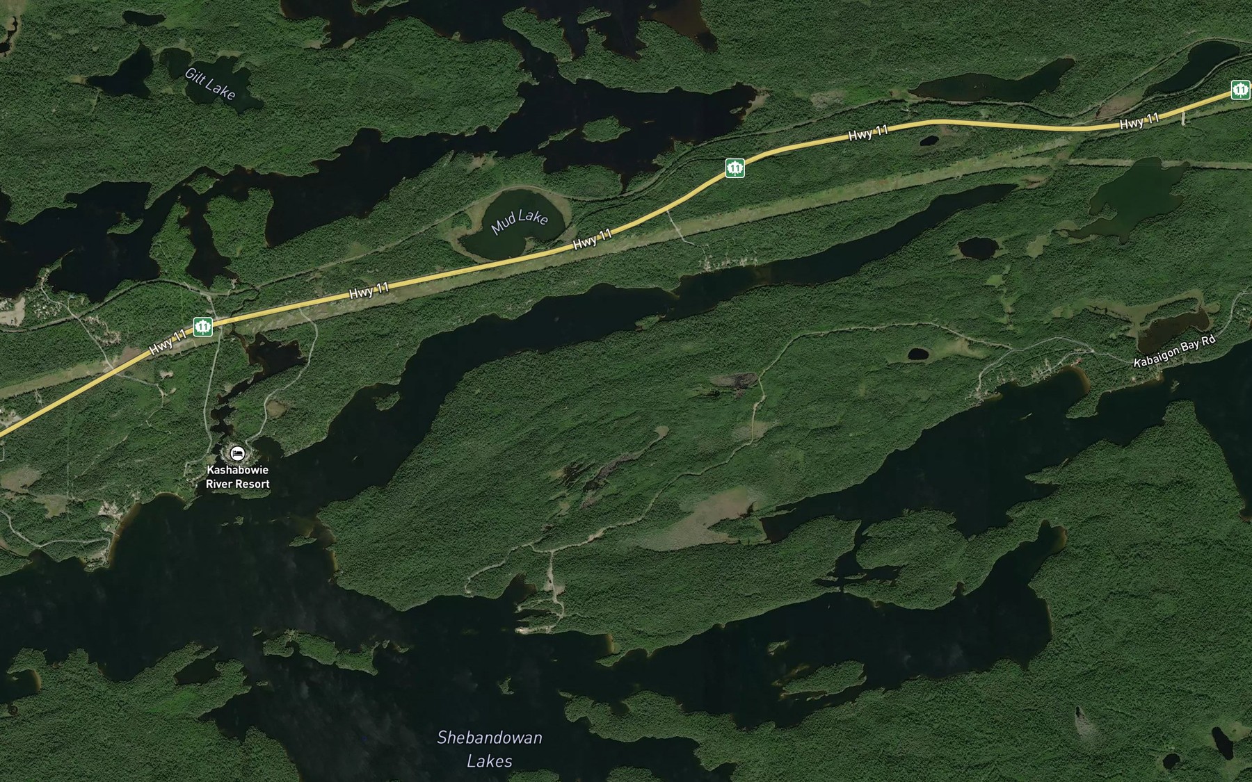 Satellite map of the Three Mile Bay