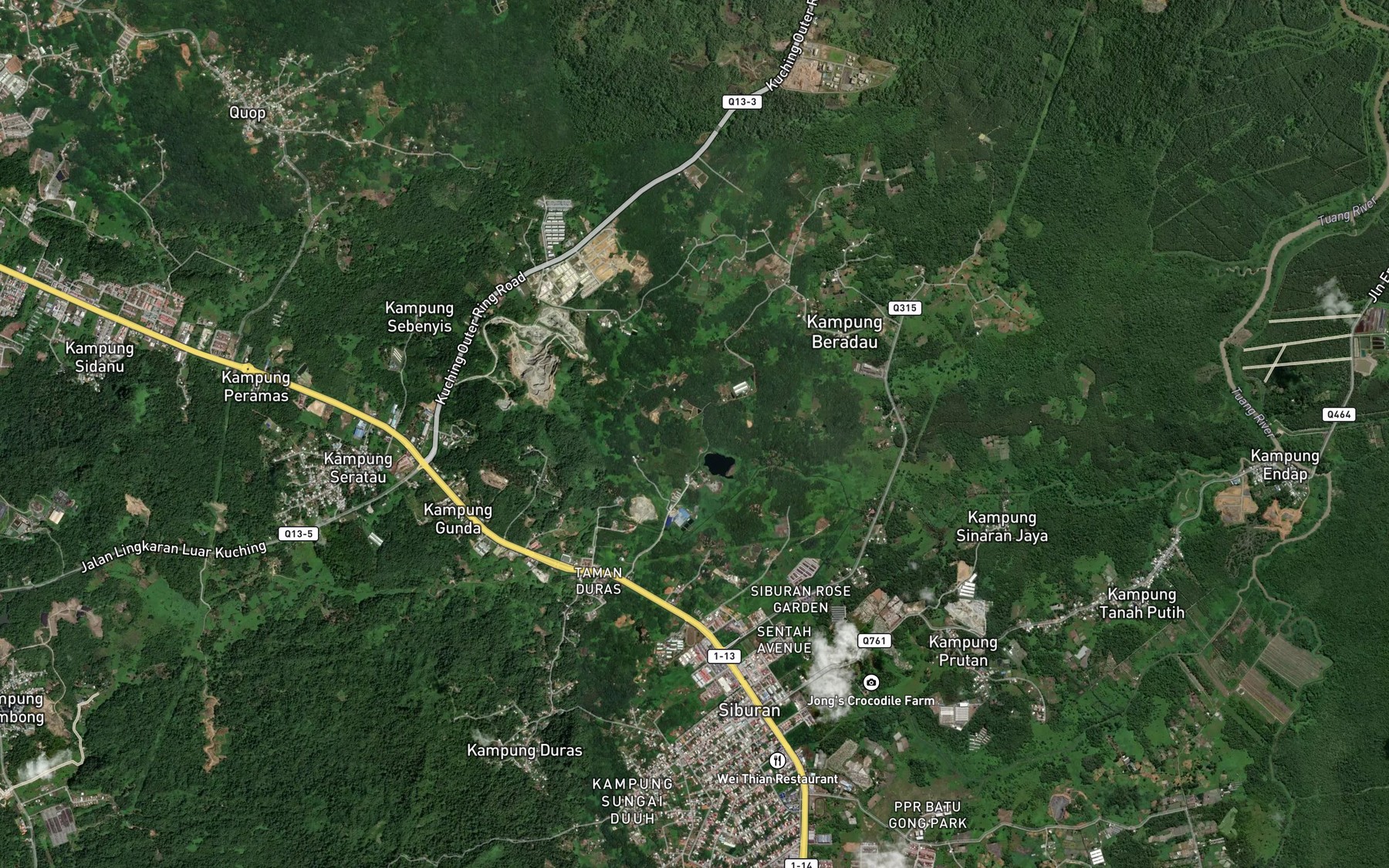 Satellite map of the Sungai Mayuh