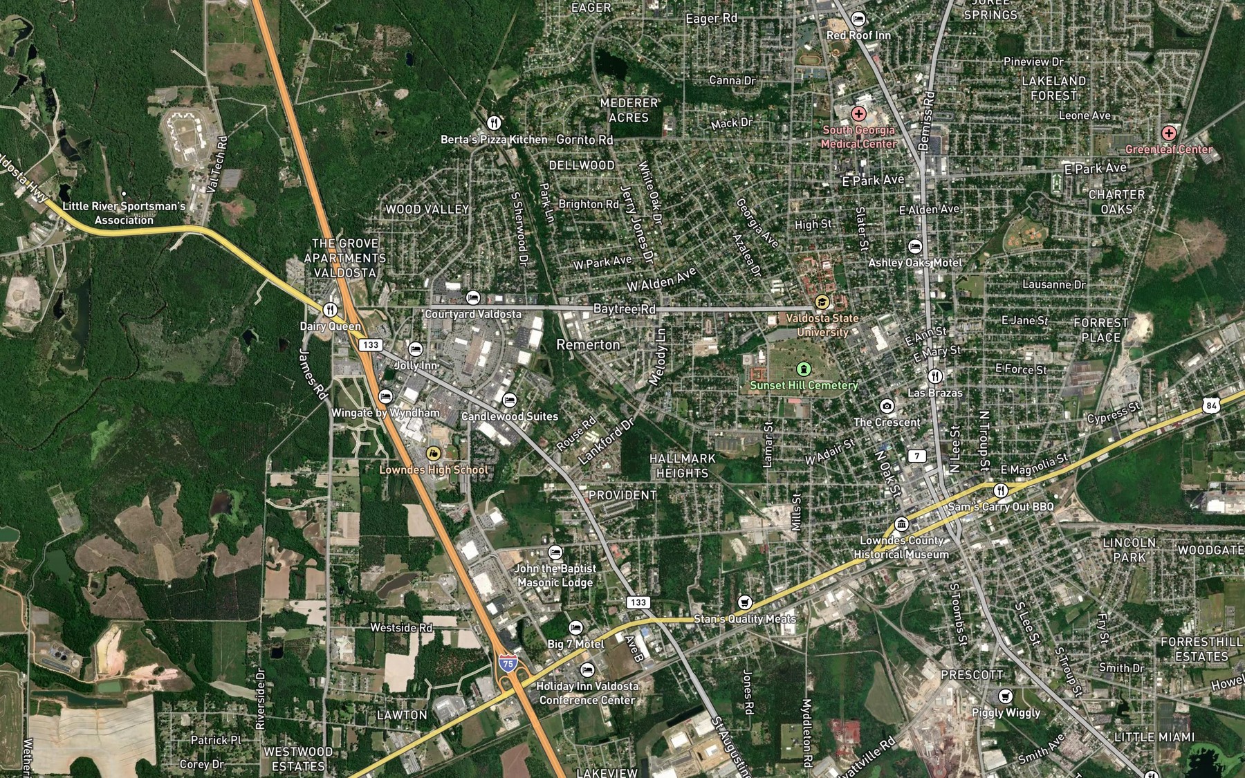 Satellite map of the Onemile Branch