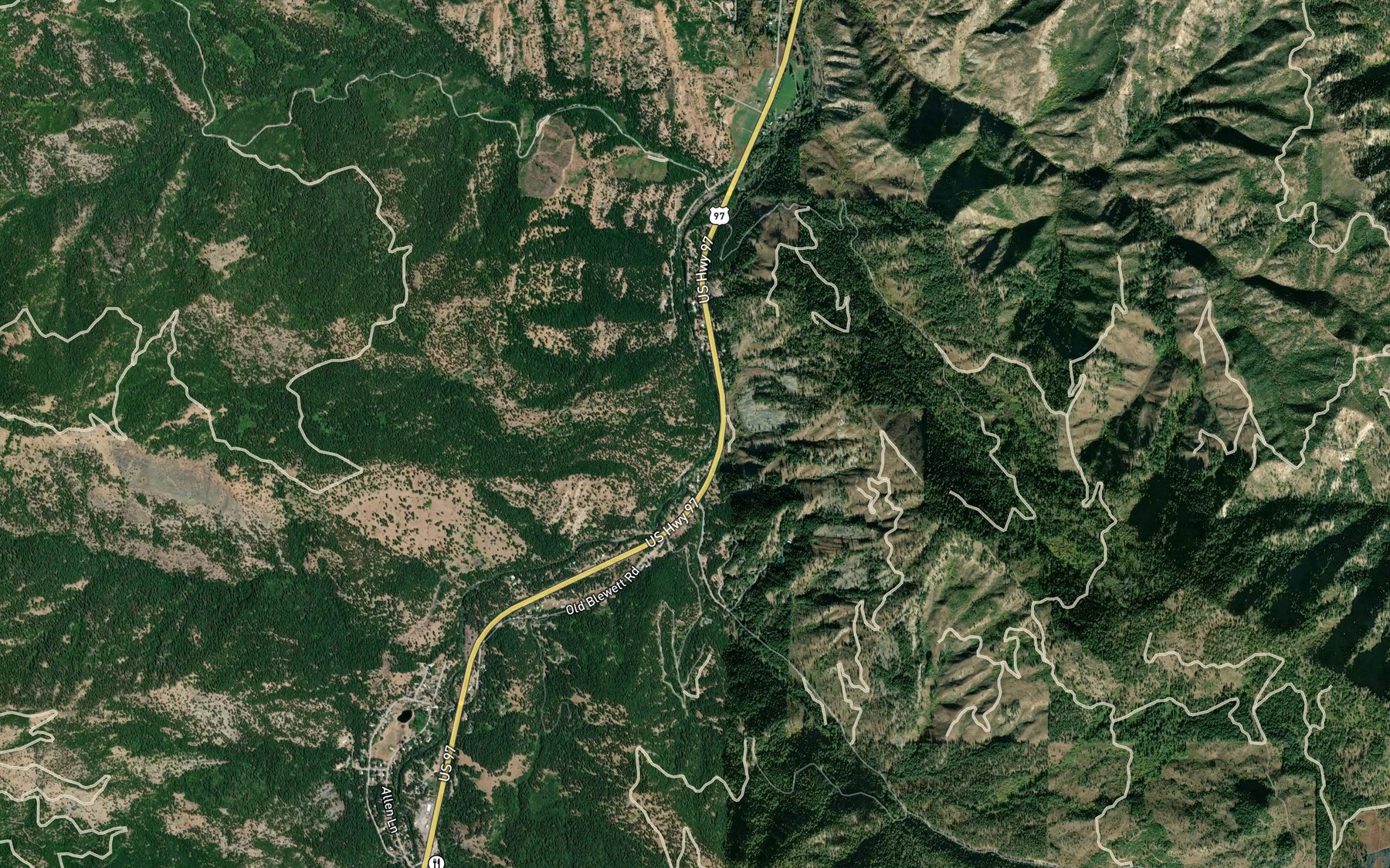Satellite map of the Camas Creek