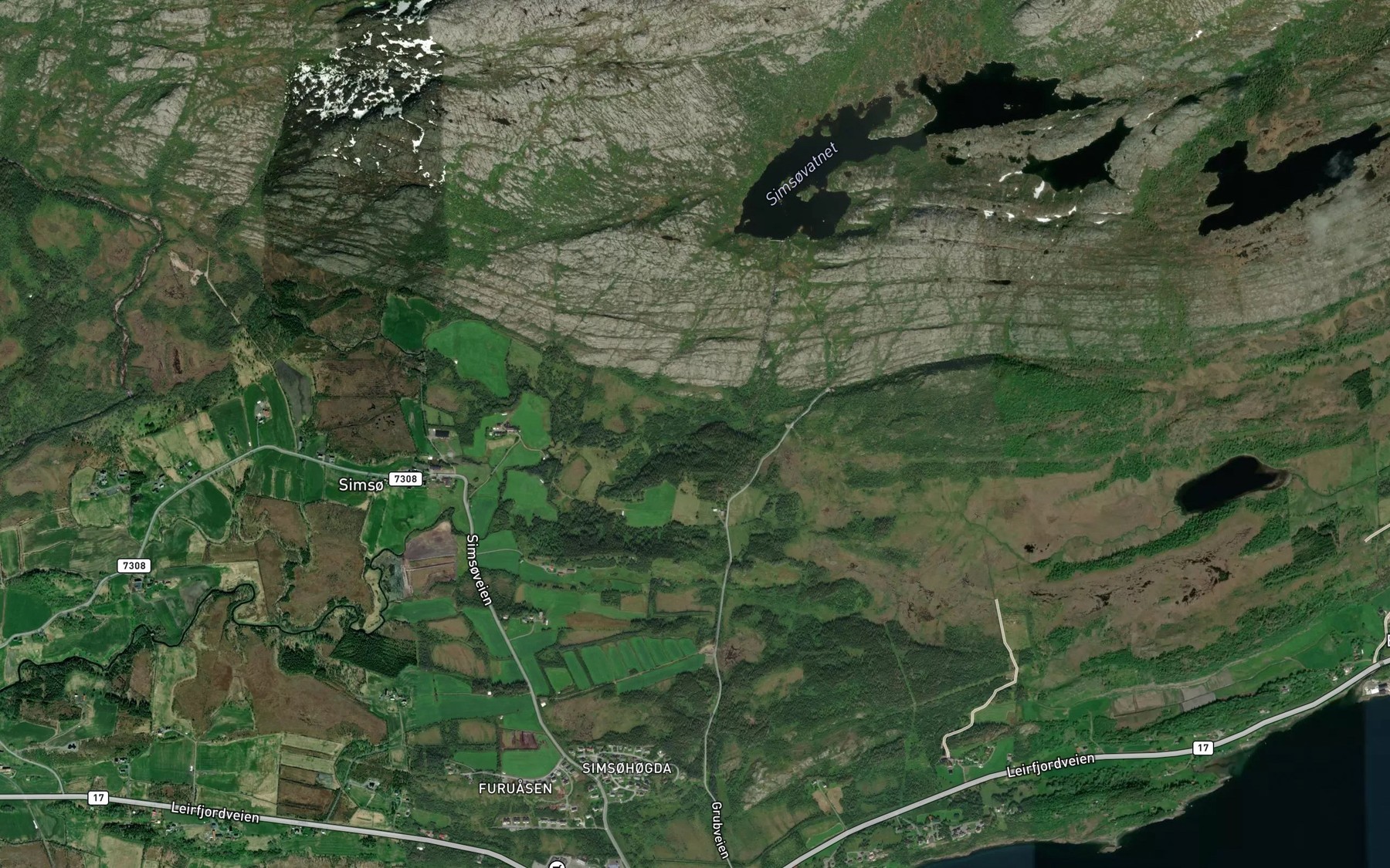 Satellite map of the Simsoelva