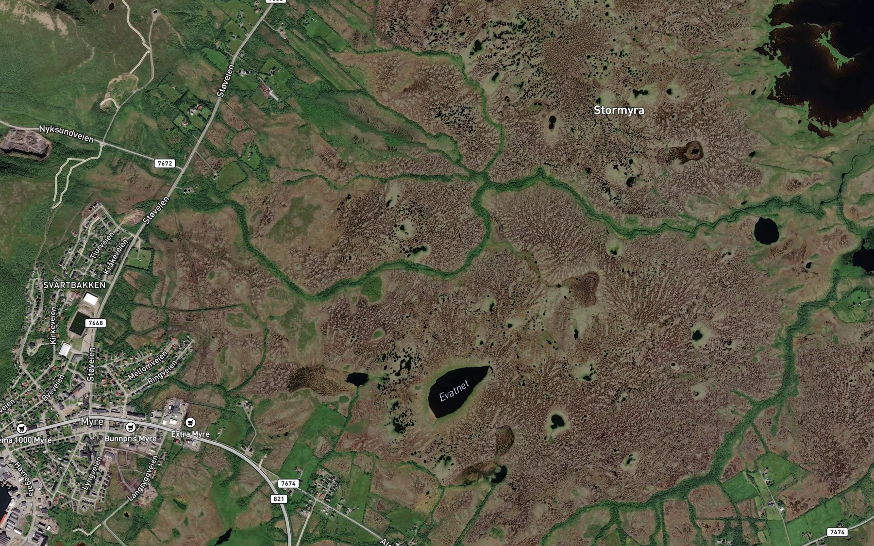 Satellite map of the Slattelva