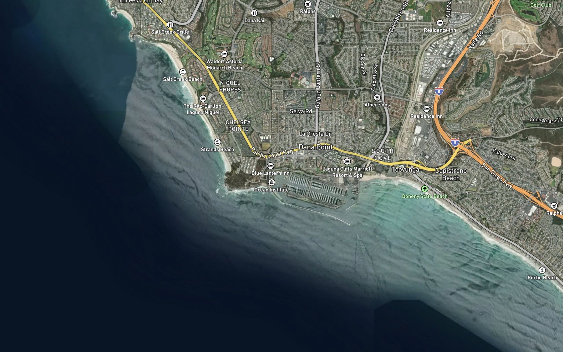 Satellite map of the Dana Cove