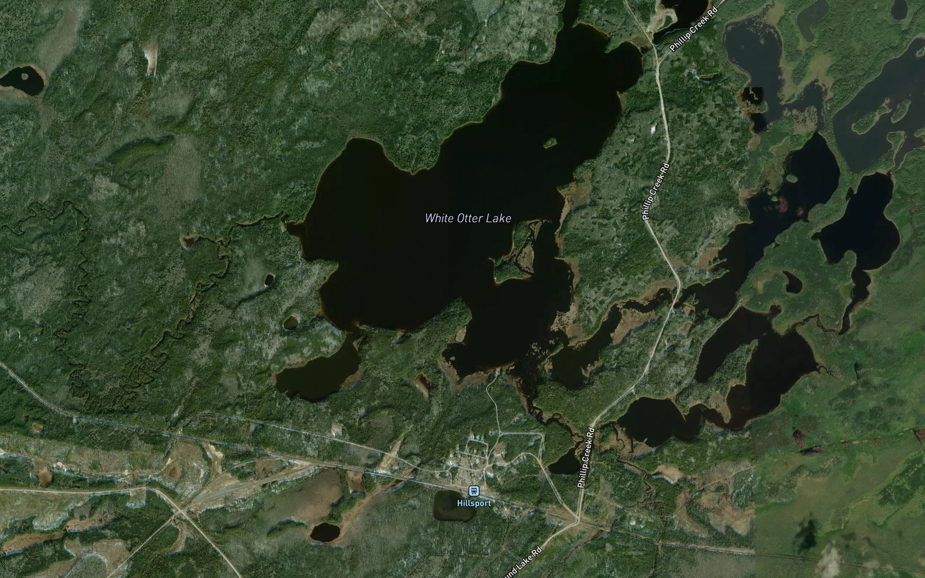 Satellite map of the Hillsport Creek