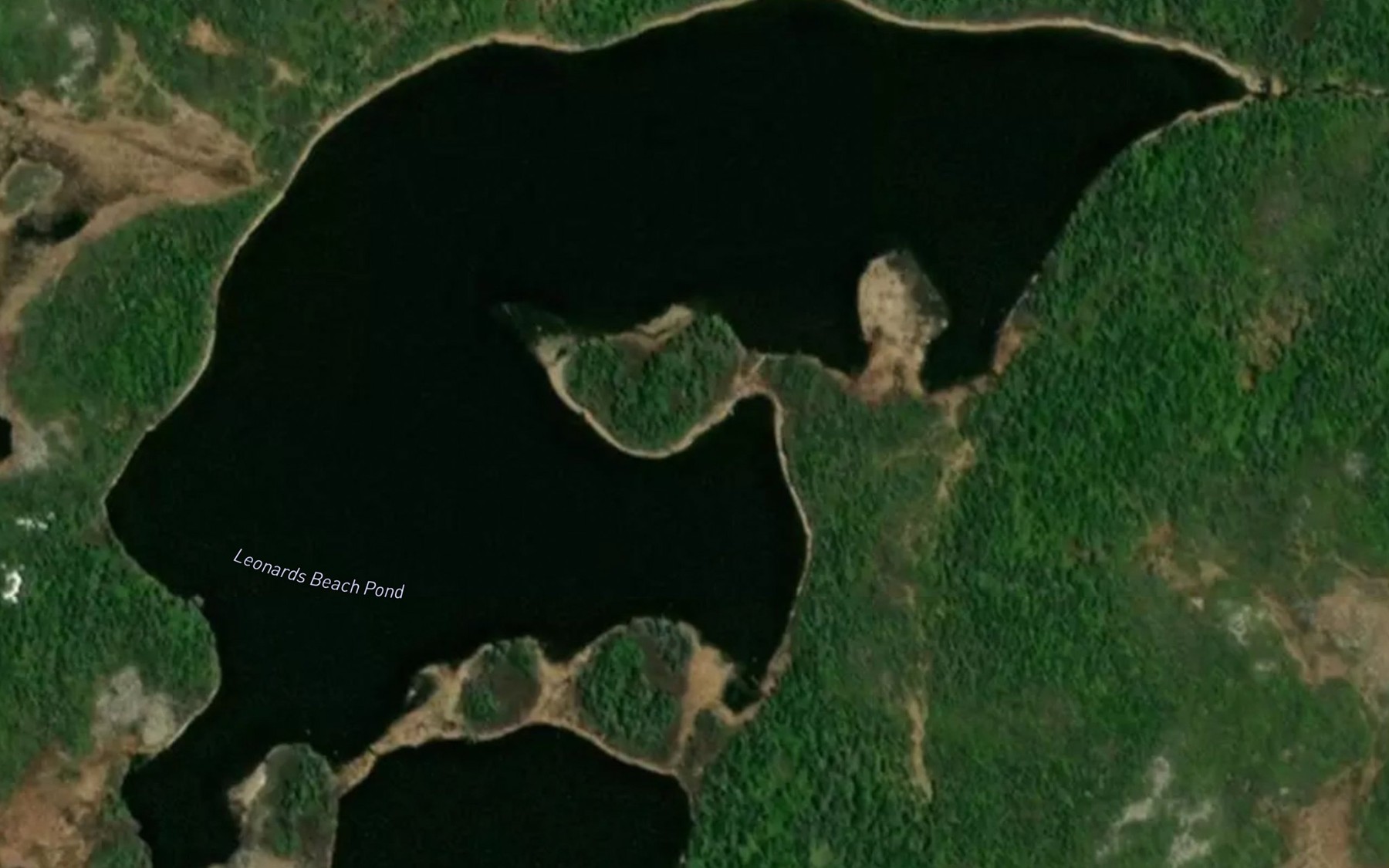 Satellite map of the Leonards Beach Pond