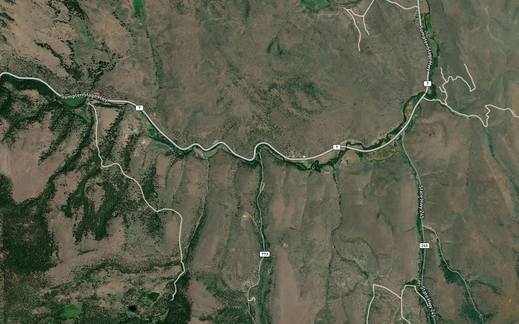 Satellite map of the Denny Creek