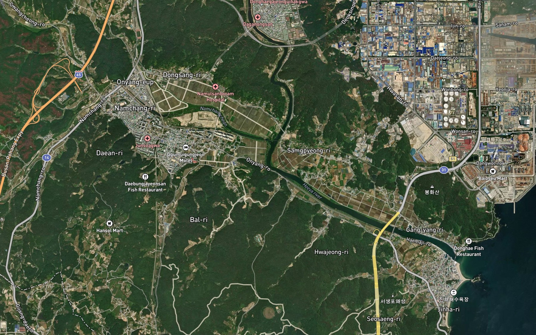 Satellite map of the Ballicheon