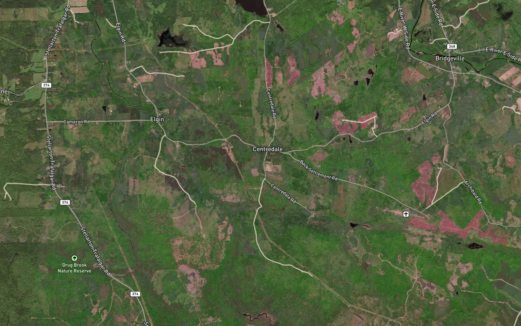 Satellite map of the Black Brook