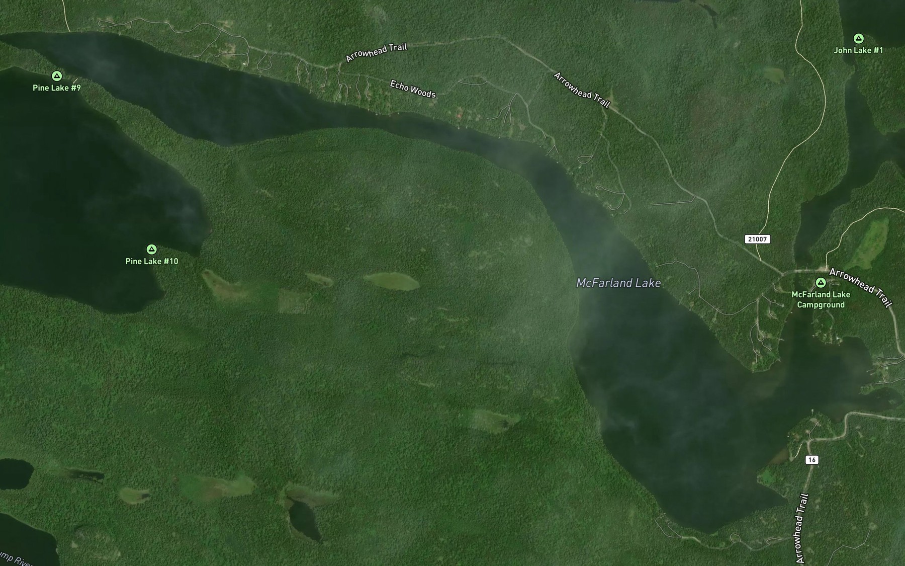 Satellite map of the McFarland Lake
