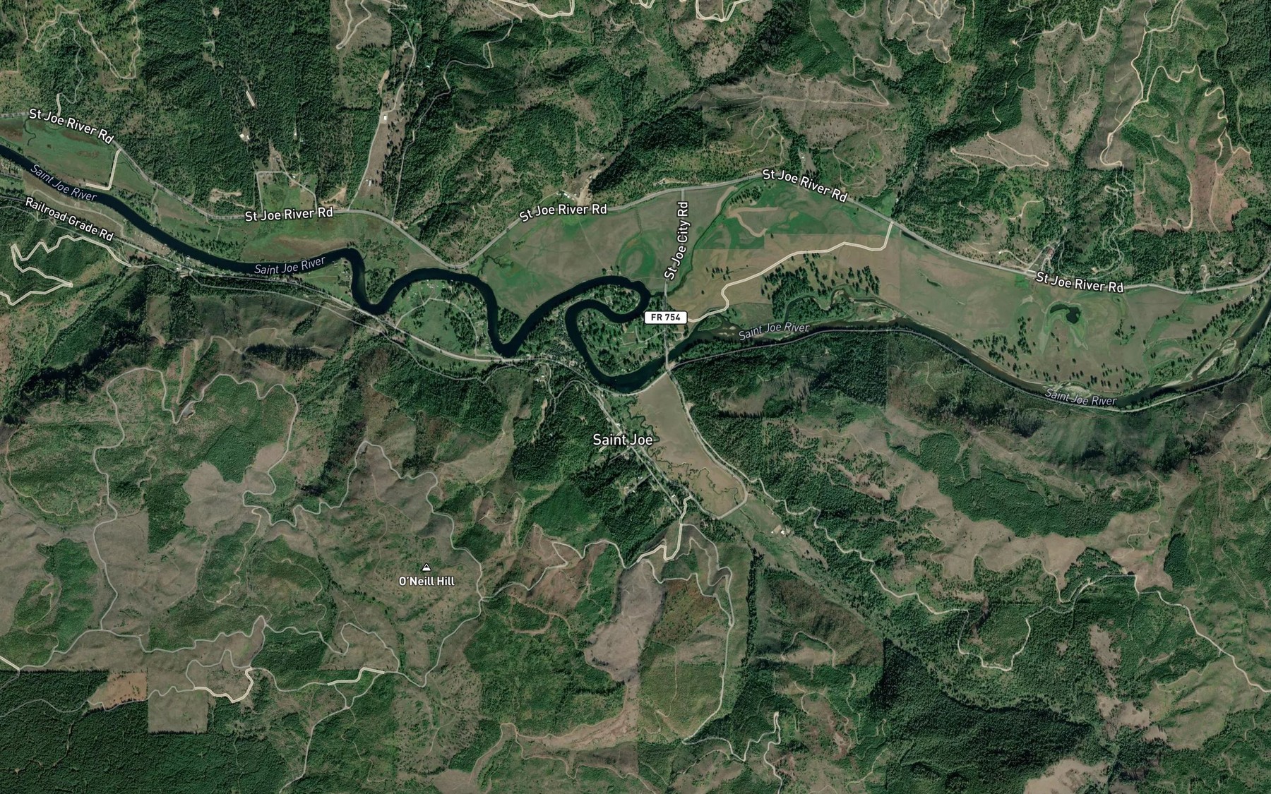 Satellite map of the Bond Creek