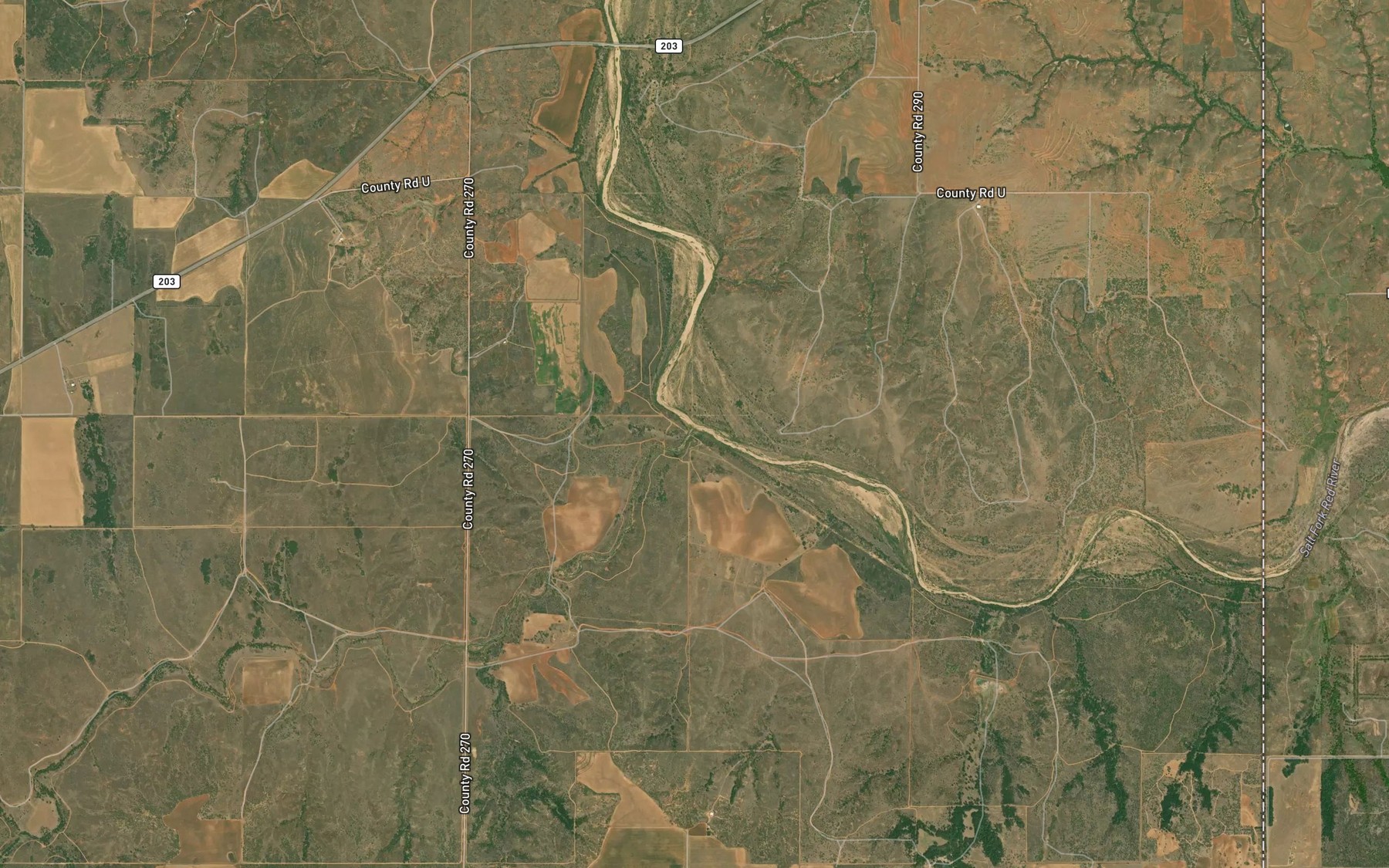 Satellite map of the Sand Creek