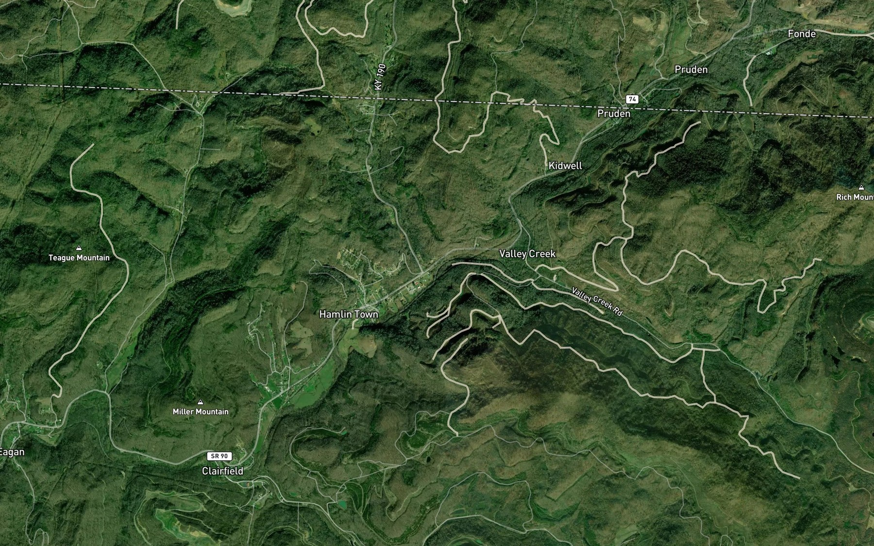 Satellite map of the Tracy Branch