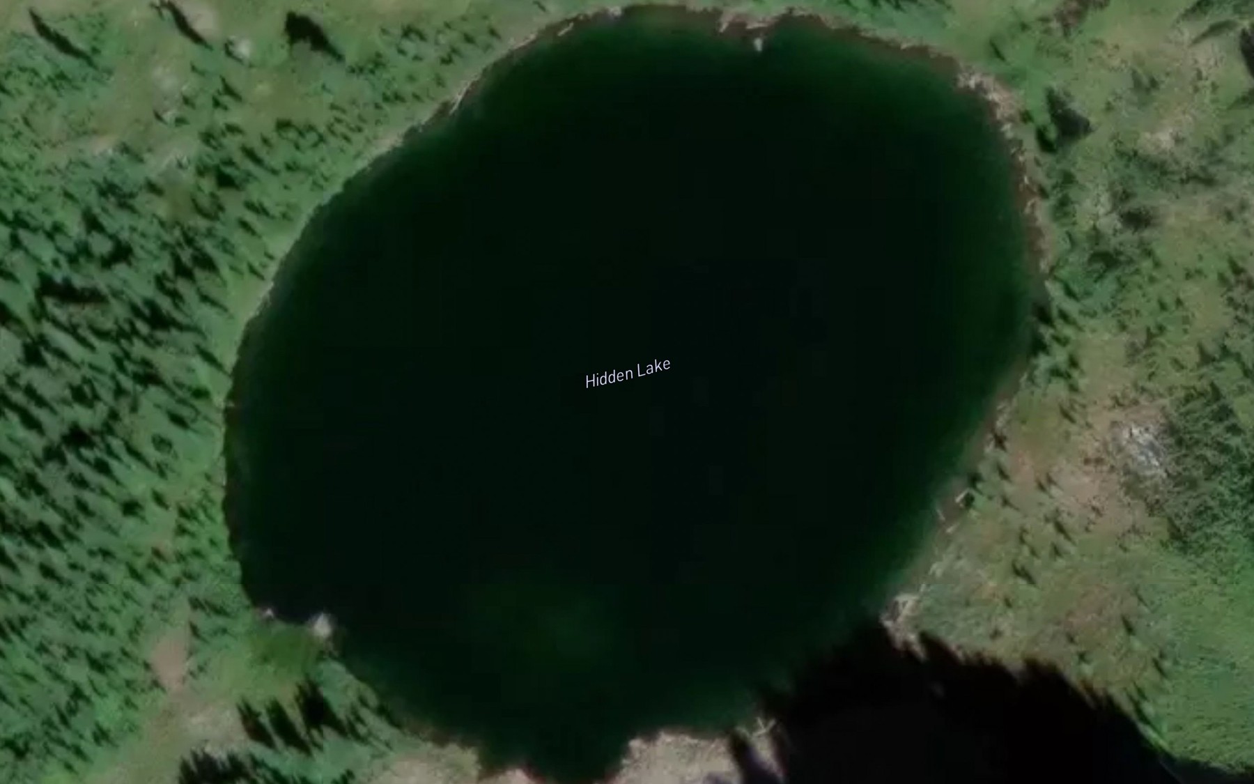 Satellite map of the Hidden Lake