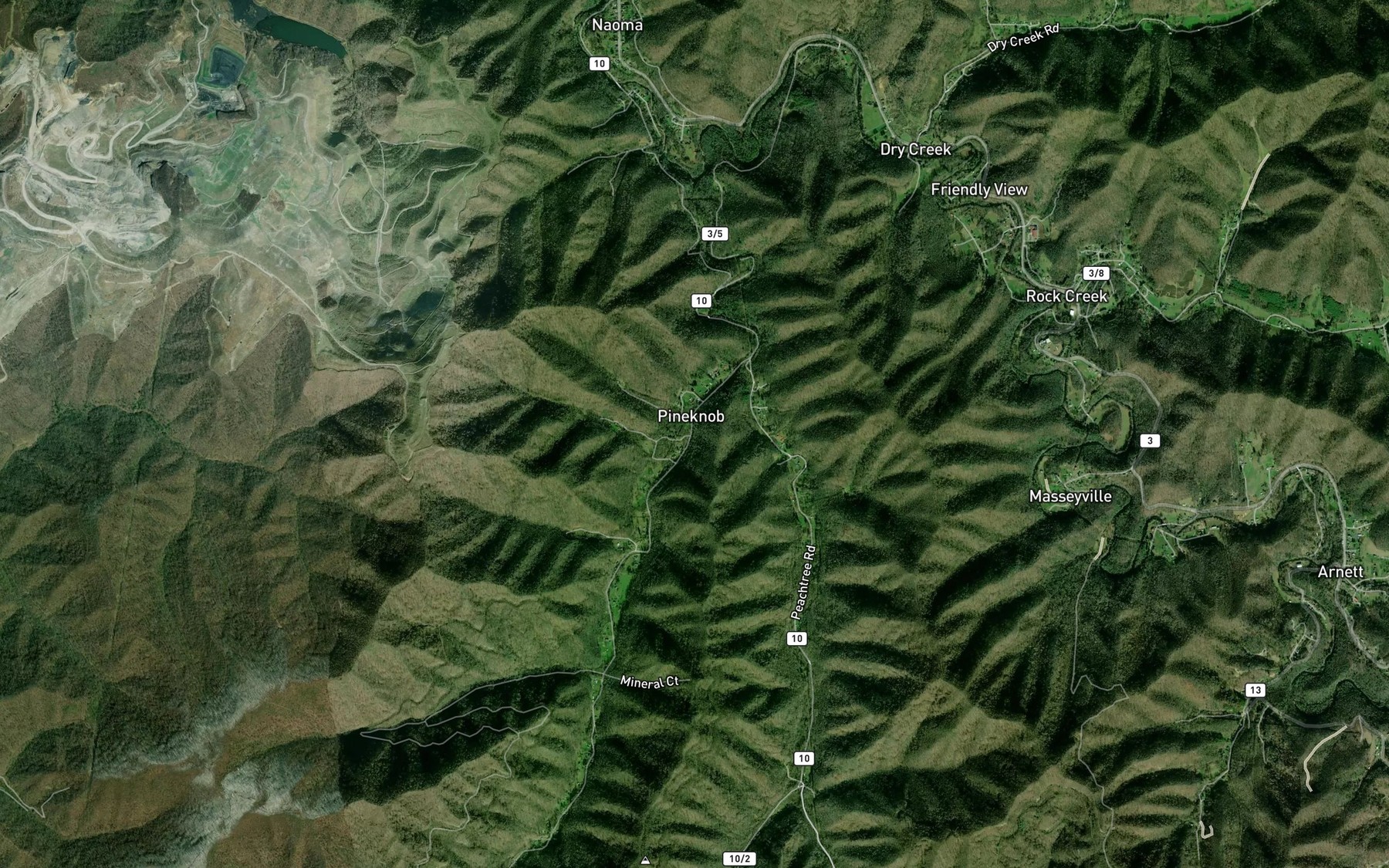 Satellite map of the Kelly Branch