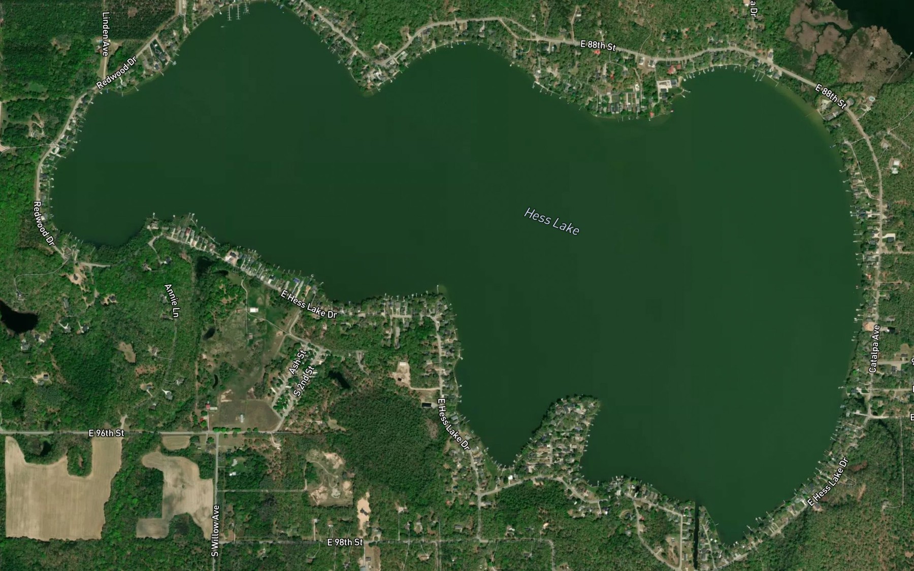 Satellite map of the Hess Lake