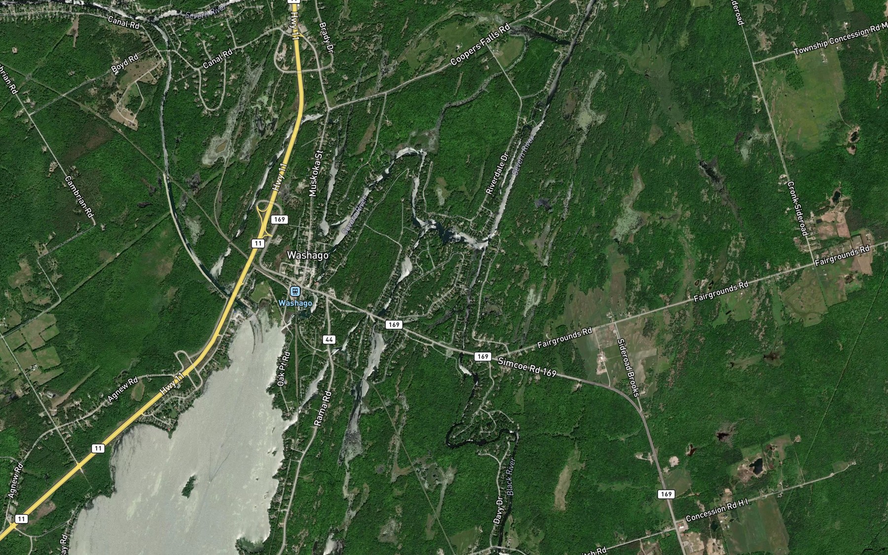 Satellite map of the St. John Creek