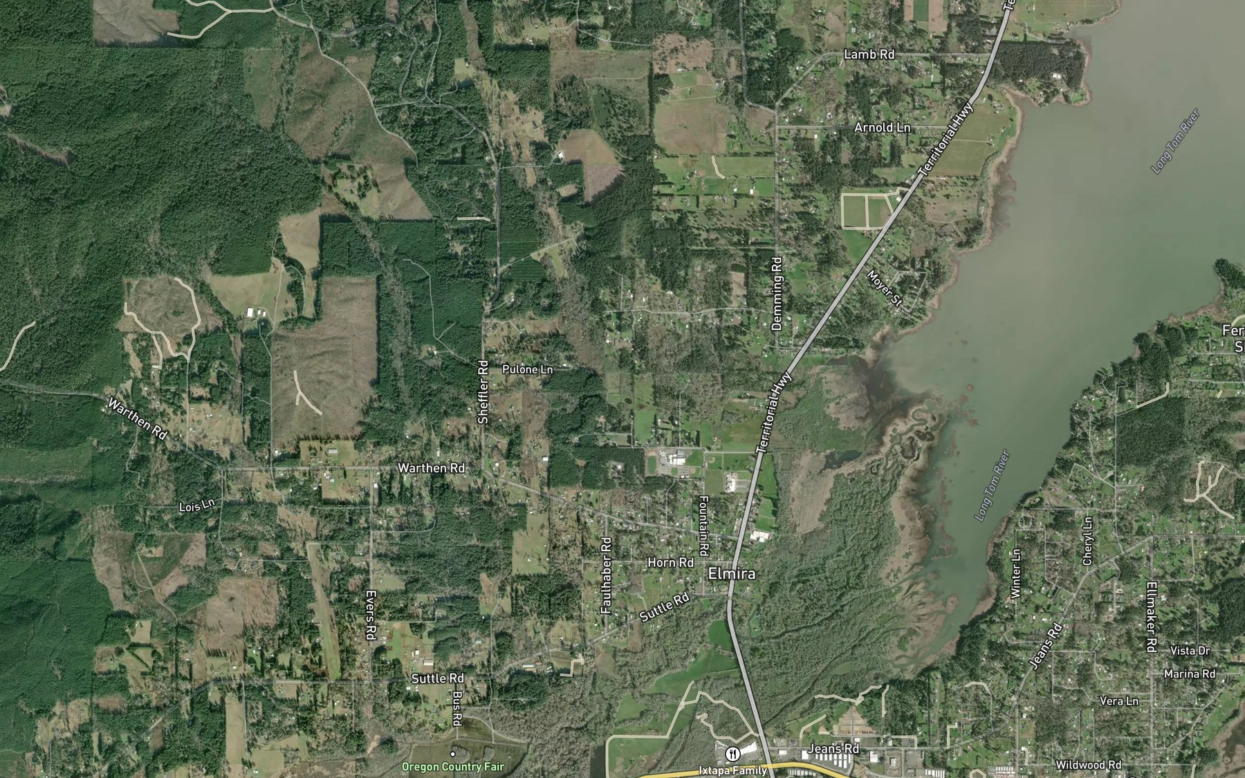 Satellite map of the Parker Creek