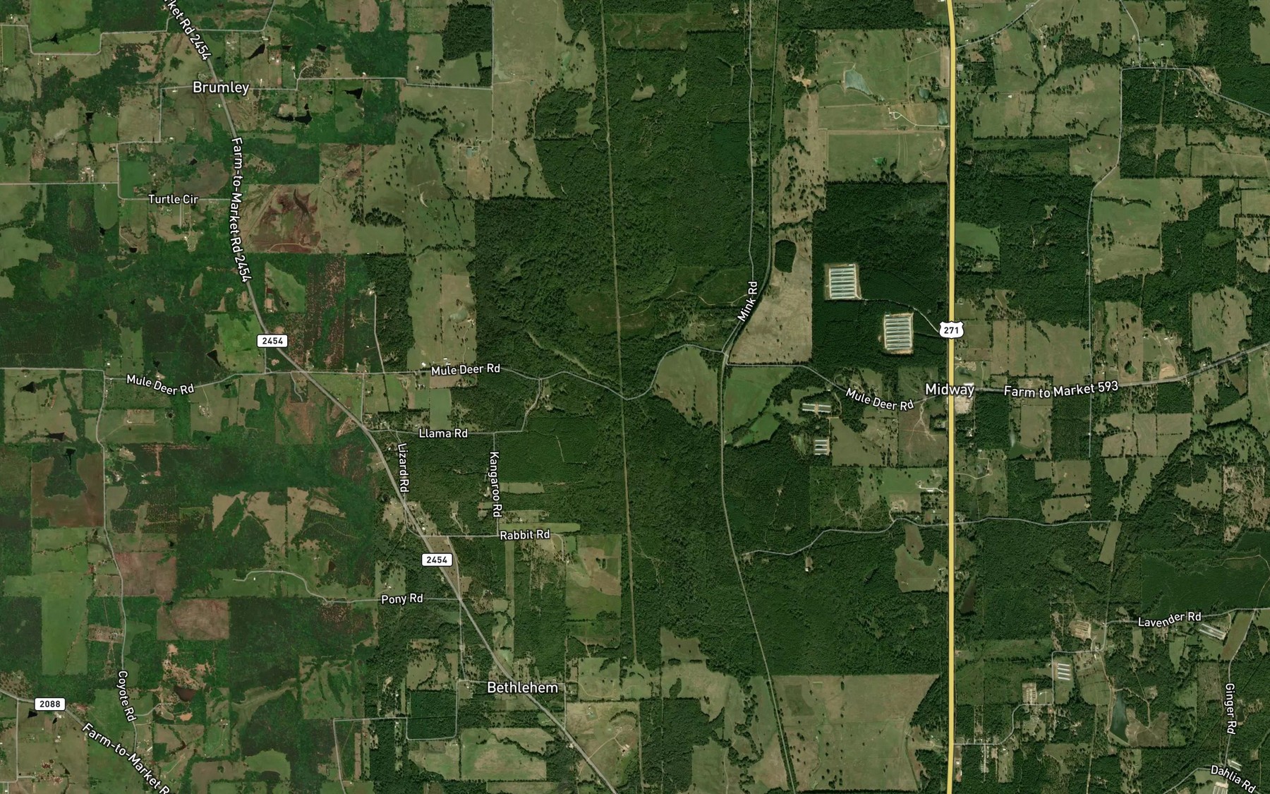 Satellite map of the Denson Creek