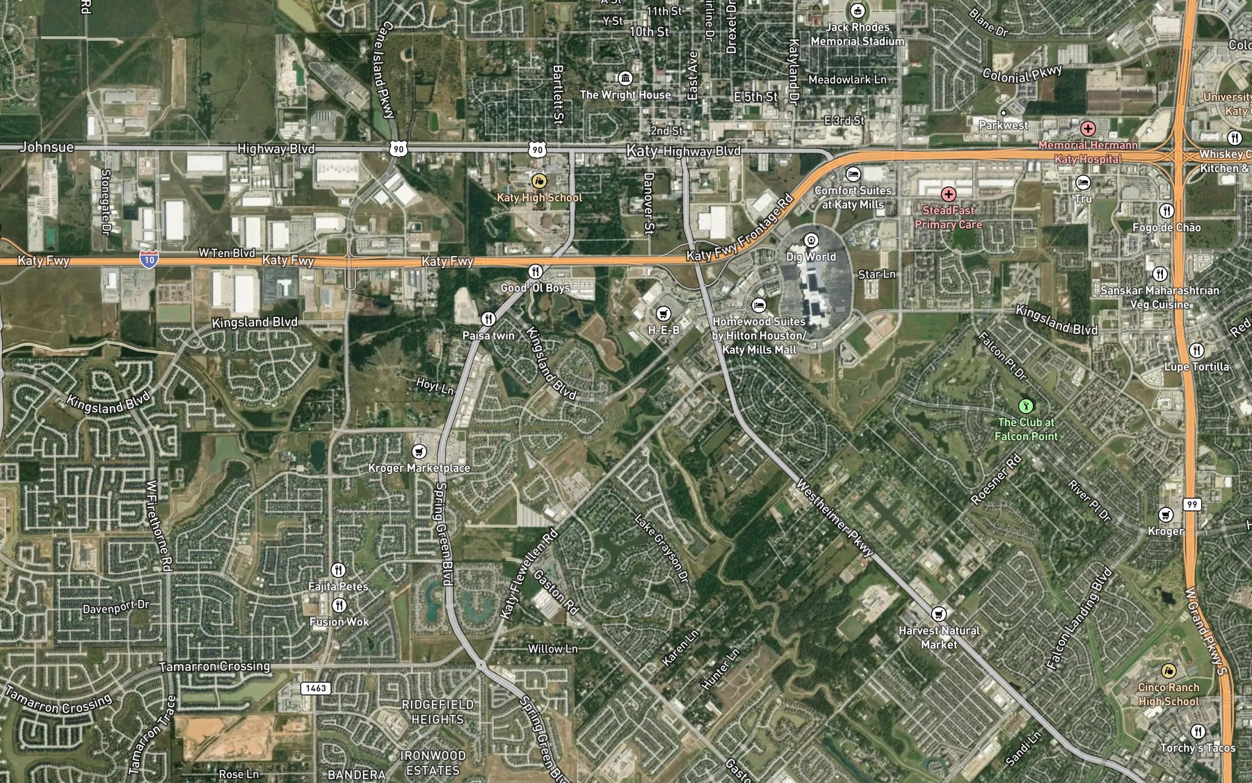 Satellite map of the Willow Fork