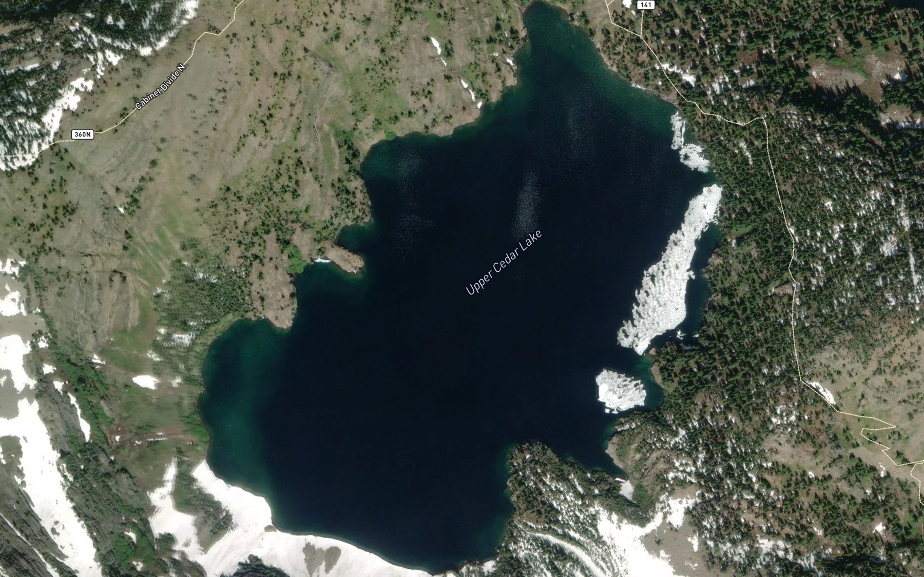 Satellite map of the Upper Cedar Lake