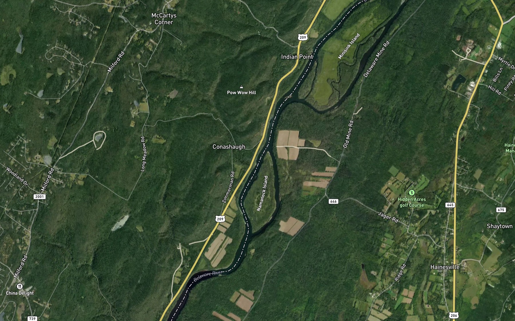 Satellite map of the Conashaugh Creek