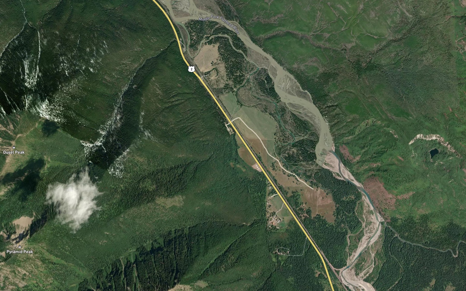 Satellite map of the Pyramid Creek