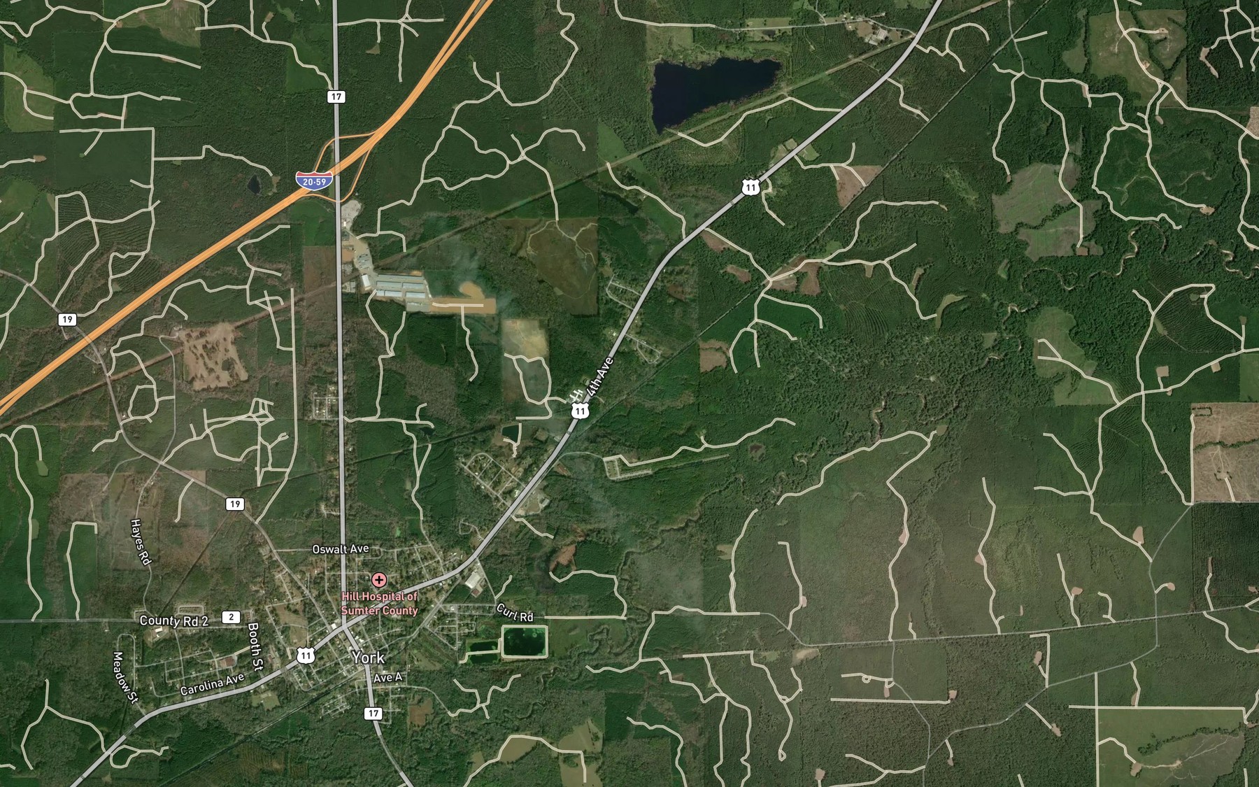 Satellite map of the White Oak Creek
