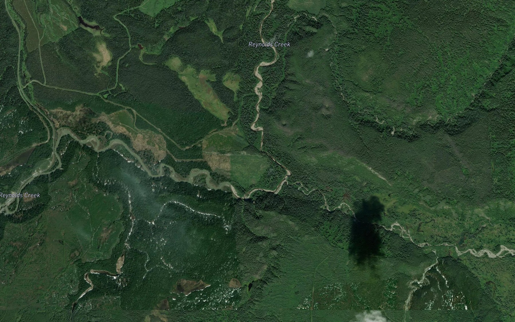 Satellite map of the Chuyazega Creek